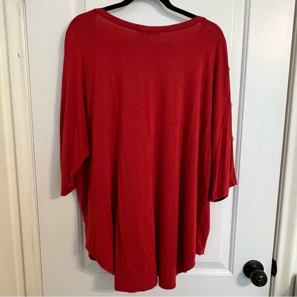 Kim & Cami Women's Red Button-Accent Blouse - Picture 2 of 3